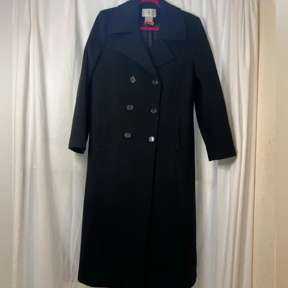 Worthington Black Wool/Cashmere Blend Long Trench Coat - Size 8​ - Picture 6 of 11